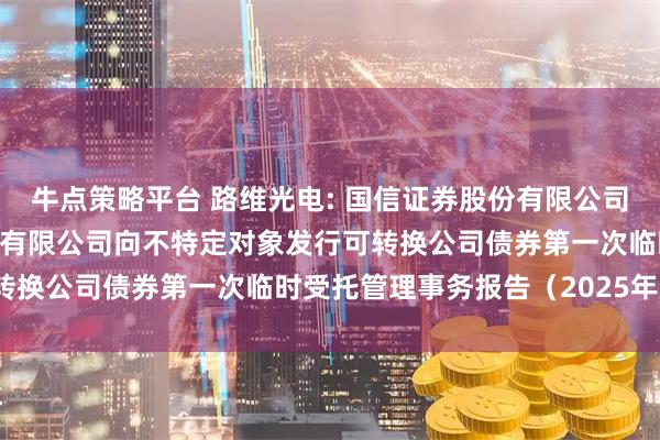 牛点策略平台 路维光电: 国信证券股份有限公司关于深圳市路维光电股份有限公司向不特定对象发行可转换公司债券第一次临时受托管理事务报告（2025年度）